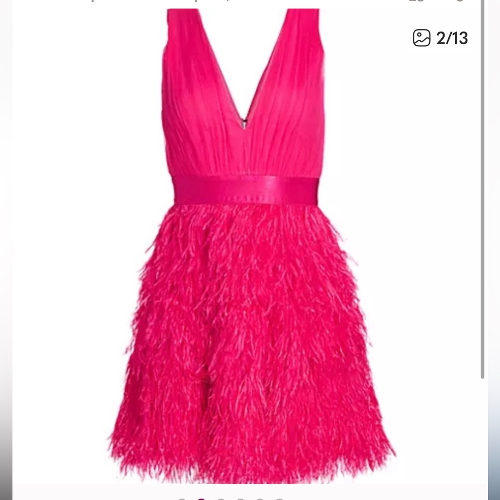 Alice + Olivia Women's Pink Feather Dress